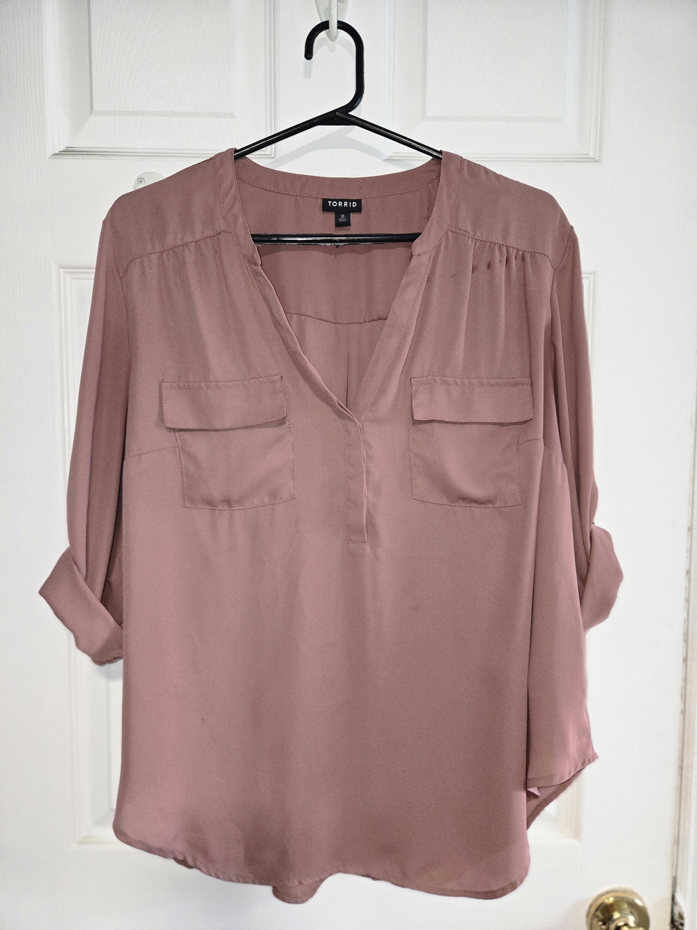 Torrid Blush Pink V-Neck Utility Blouse